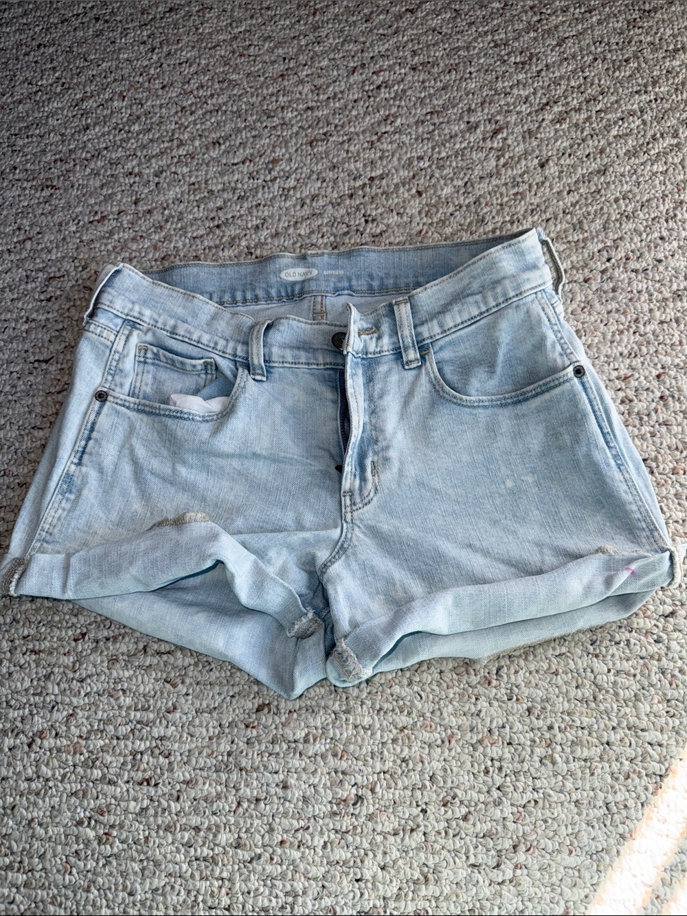 Vintage Old Navy boyfriend Pale Blue Denim Rolled Hem Jean Shorts size 2